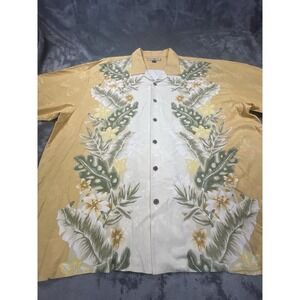 Tommy Bahama Shirt Mens 2XL Hawaiian Floral 100% Silk Button Beach Vacation